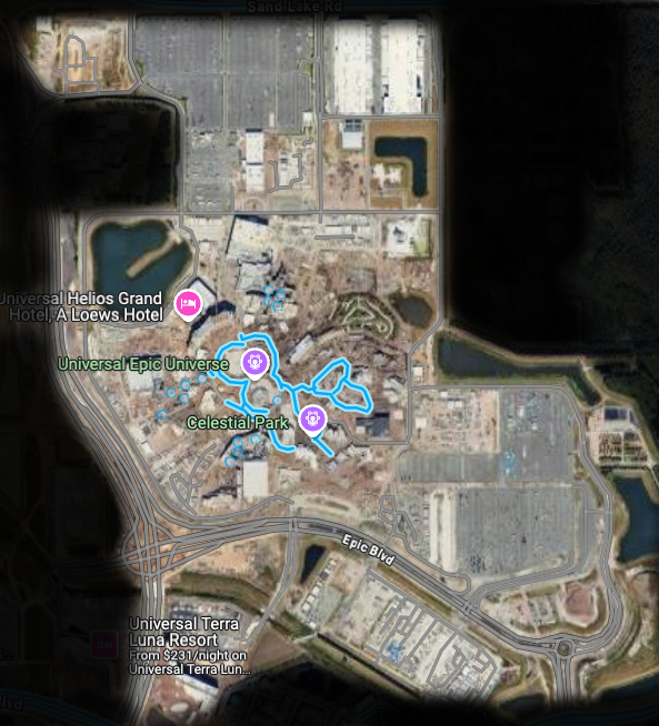 Epic Universe construction map from Google Maps
